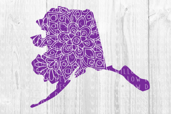 Alaska AK Floral Mandala State Cut File for Crafts and Graphics