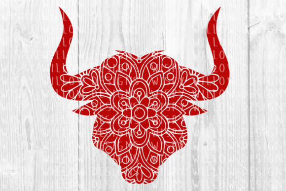 Bull Head Floral Mandala Graphics for Crafts and Creative Projects