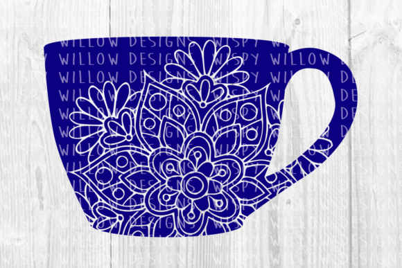 Coffee Cup Floral Mandala Graphics for Crafts