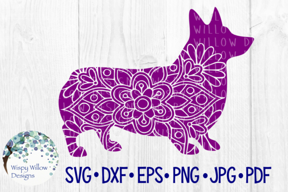 Corgi Floral Mandala for Crafts and Graphics