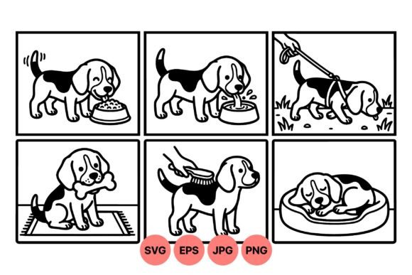 Cute Beagle Puppy Clipart Pack - Graphics for Illustrations