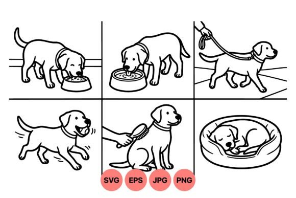 Cute Puppy Daily Care Clipart – A Versatile Graphic for Branding