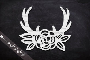 Floral Antlers Graphic for Crafts and Creative Projects