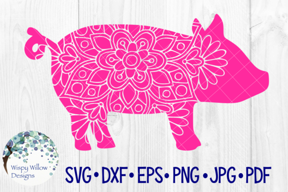 Floral Pig Mandala Graphics for Crafts and Creative Projects