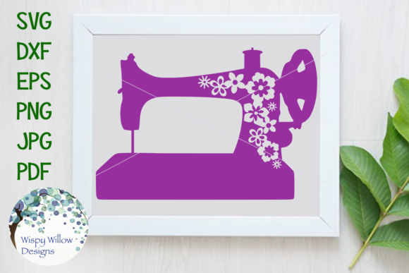 Floral Vintage Sewing Machine Graphics for Crafts
