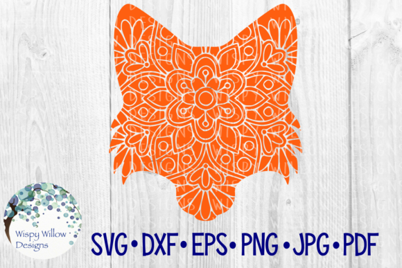 Fox Face Floral Mandala for Crafts and Graphics