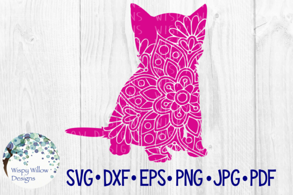 Kitten, Cat, Floral Animal Mandala Cut File for Crafts and Graphics