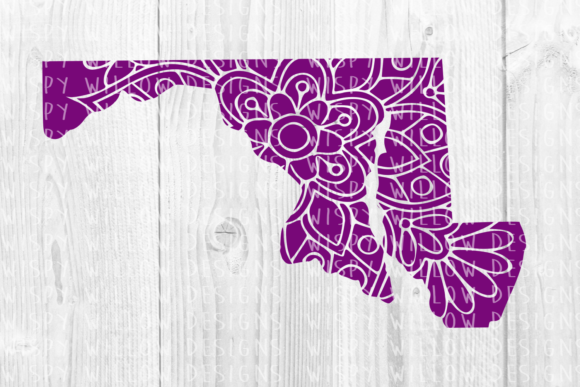 Maryland MD Floral Mandala State Cut File for Graphics and Crafts
