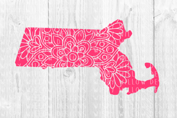 Massachusetts MA Floral Mandala State Cut File for Crafts and Graphics