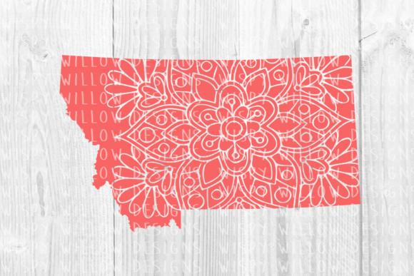 Montana MT Floral Mandala State Cut File for Crafts and Graphics