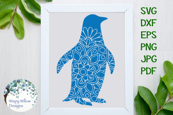 Penguin Floral Mandala Graphics for Crafts and Creative Projects