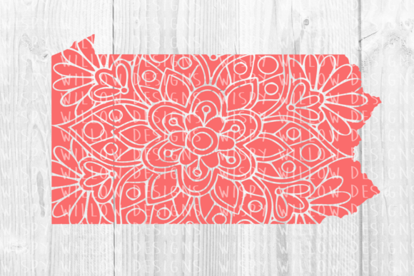 Pennsylvania PA Floral Mandala State Cut File for Crafts and Graphics