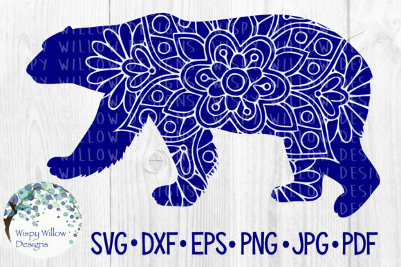 Polar Bear Floral Mandala Graphics for Crafts and Winter Designs