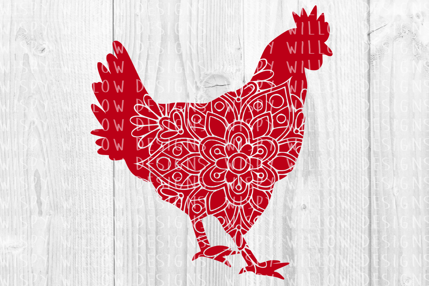 Rooster Chicken Floral Mandala Animal Graphics for Crafts