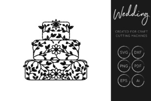 Wedding Cake Cut File - Floral Wedding Graphics for Crafts