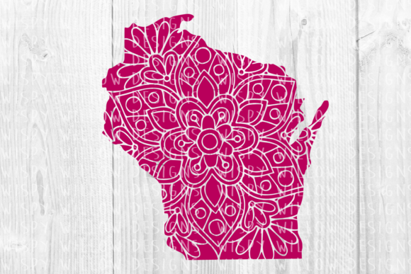 Wisconsin WI Floral Mandala State Cut File for Graphics and Crafts